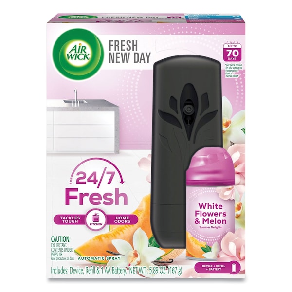 Air Wick Freshmatic Life Scents Starter Kit, White Flowers and Melon Summer Delights, 5.89 oz Aerosol Spray 62338-88410 - main
